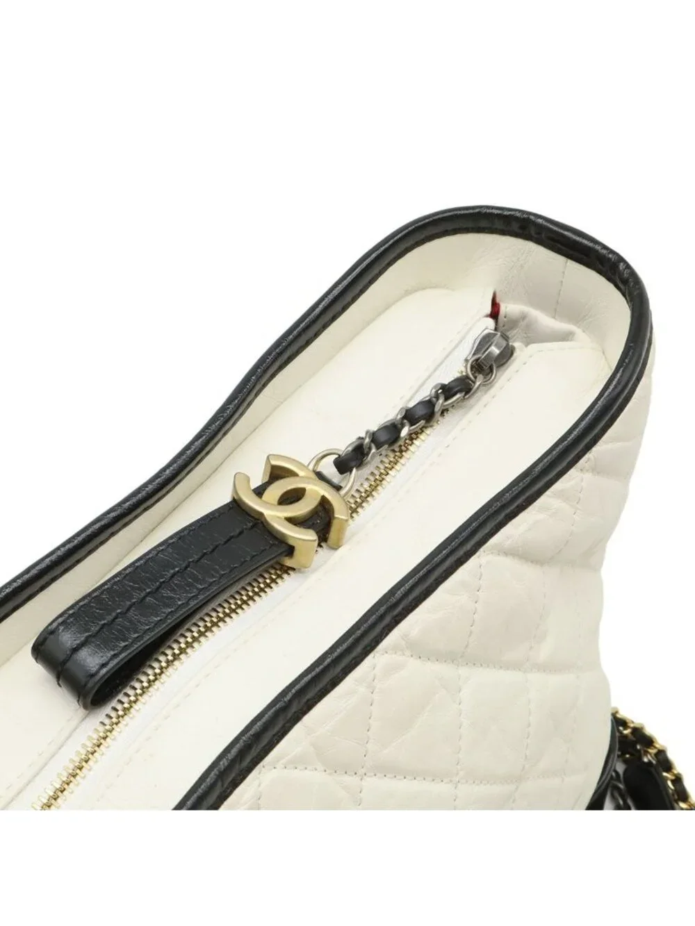 Chanel Gabriel de Large Hobo Chain Shoulder Bag Calfskin Bicolor White Black